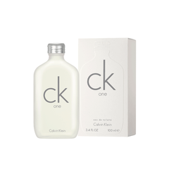 perfume de marca Calvin klein, contiene 100 ml y su empaque es de color blanco, es un perfume unisex