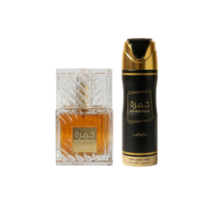 Combo Lattafa khamrah, perfume de 100ml y spray corporal de 200ml