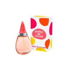 perfume de marca agatha ruiz de la prada, contiene 100 ml y su empaque es de color rojo con blanco, es un perfume para mujer