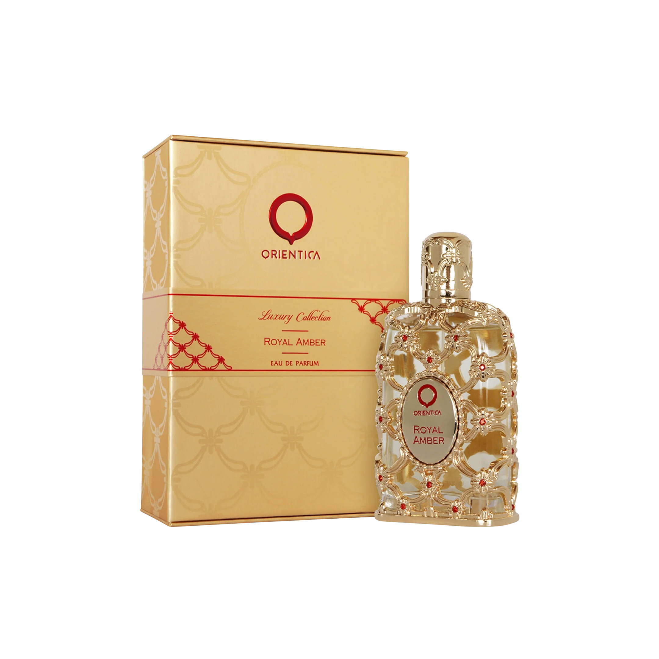 perfume de marca orientica, contiene 80 ml y su empaque es de color dorado, es un perfume unisex