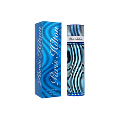 perfume de marca paris hilton, contiene 100 ml y su empaque es de color azul, es un perfume para hombre