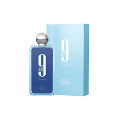 perfume de marca afnan, contiene 100 ml y su empaque es de color azul, es un perfume para hombre