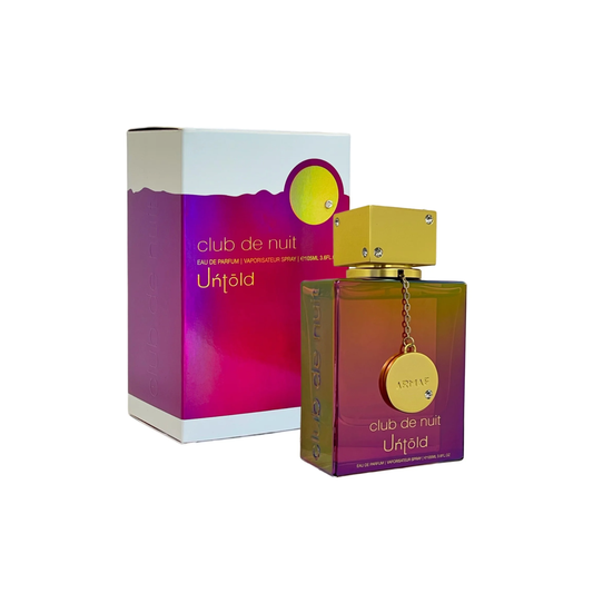 perfume de marca armaf, contiene 105 ml y su empaque es de color rojo tornasol con blanco y dorado, es un perfume unisex