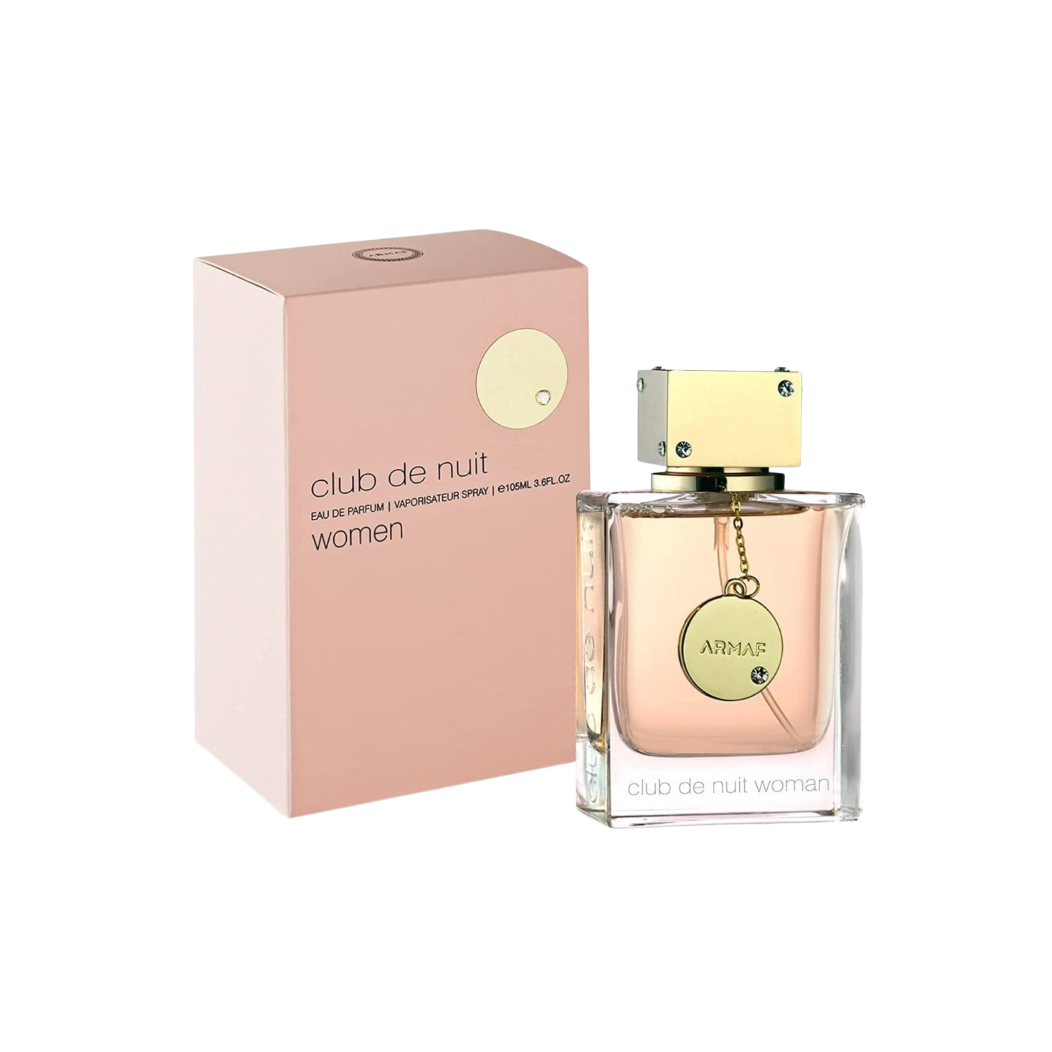 perfume de marca armaf, contiene 105ml y su empaque es de color rosado, es un perfume para mujer
