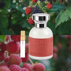 perfume de marca blackoud, contiene muestra de 5 ml y su empaque es de color rosado, es un perfume para mujer.