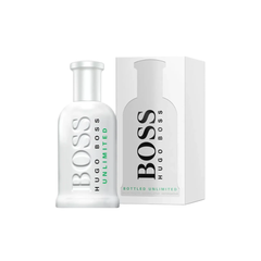 perfume de marca hugo boss, contiene 100 ml y su empaque es de color blanco, es un perfume para hombre

