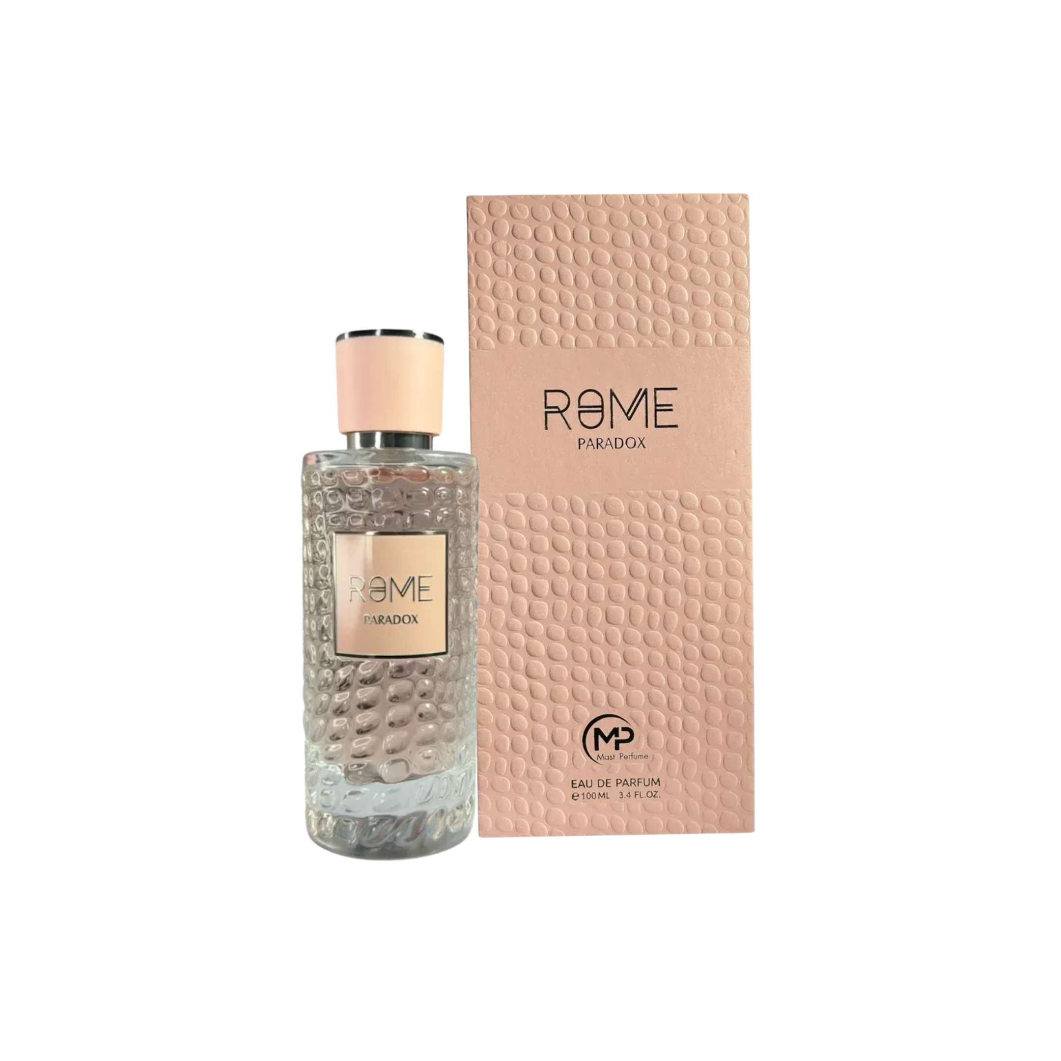 perfume de marca mast perfumes, contiene 100 ml y su empaque es de color crema, es un perfume para mujer