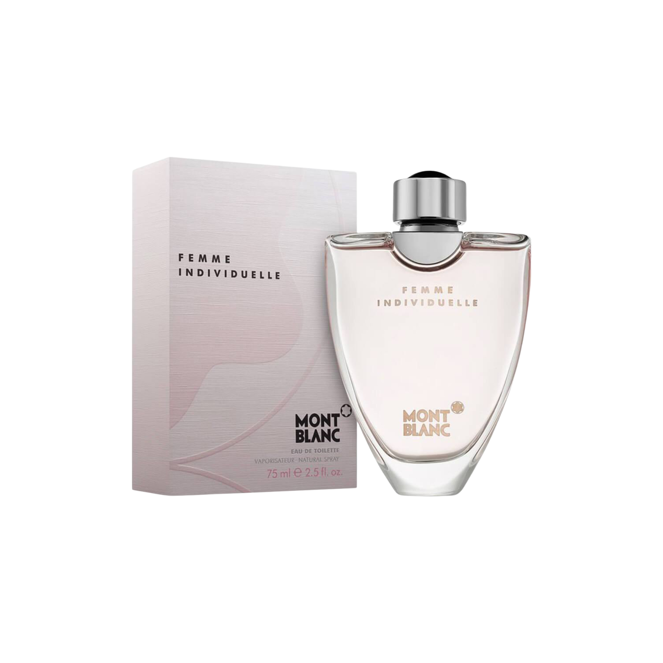 perfume de marca montblanc, contiene 75 ml y su empaque es de color rosado, es un perfume para mujer

