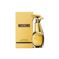 perfume de marca moschino, contiene 100 ml y su empaque es de color dorado, es un perfume para mujer
