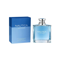 perfume de marca nautica, contiene 100 ml y su empaque es de color azul, es un perfume para hombre