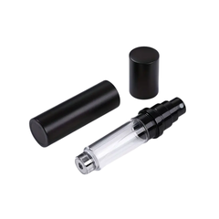 perfumero recargable color negro de 5 ml, hecho de vodrio, plastico y valvula en splary