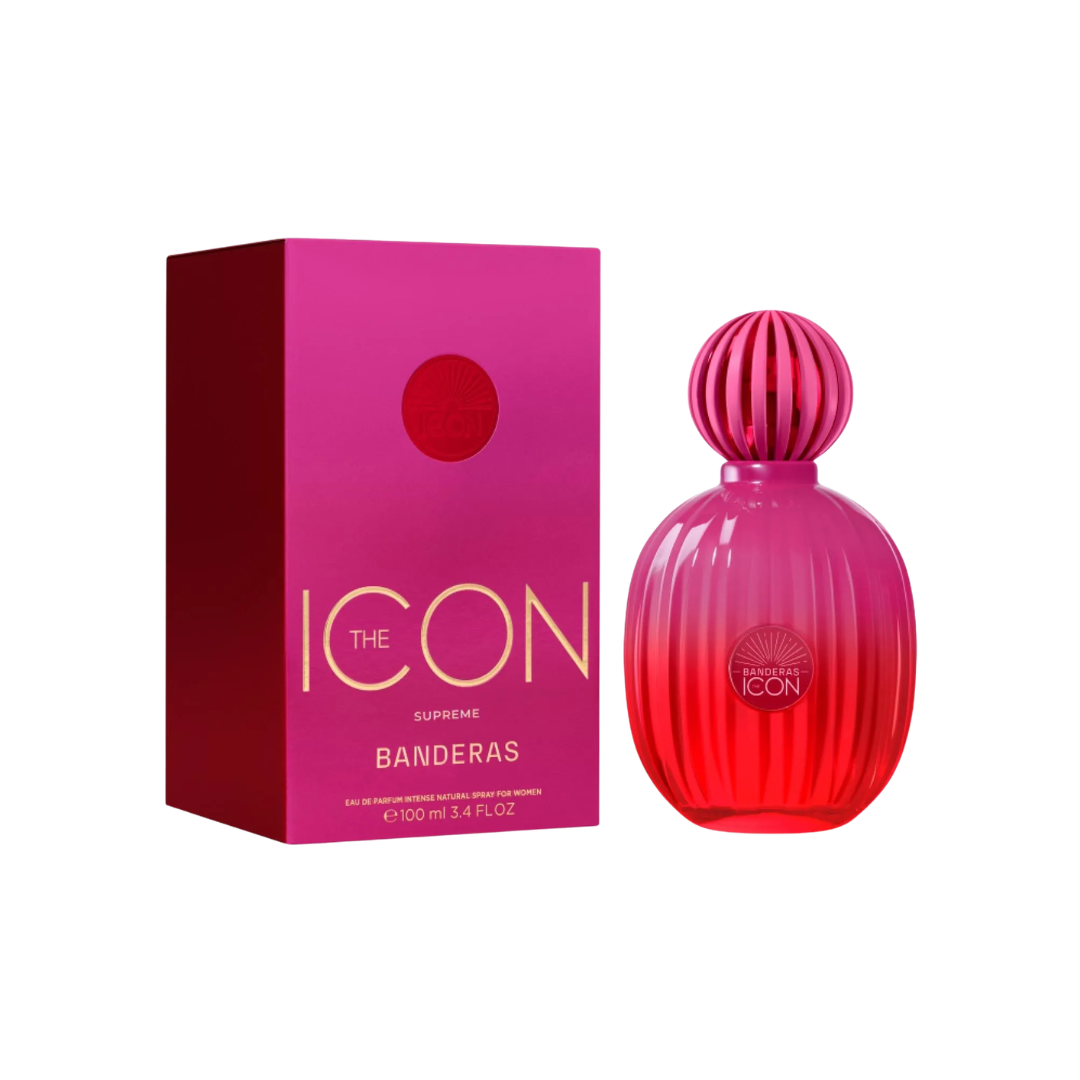 perfume de marca Antonio Banderas, contiene 100 ml y su empaque es de color rojo, es un perfume para mujer
