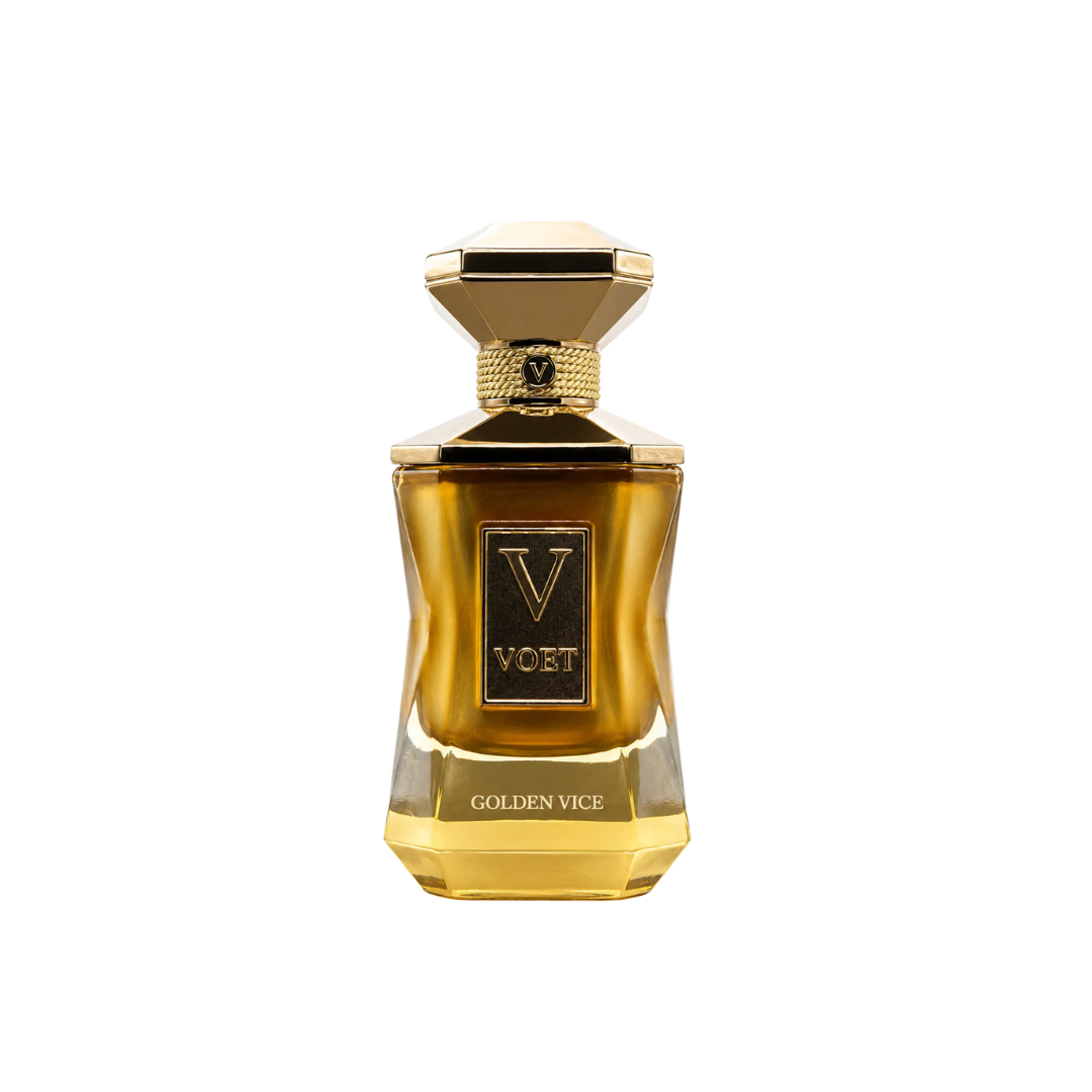 perfume de marca voet, contiene 75 ml y su empaque es de color dorado, es un perfume unisex
